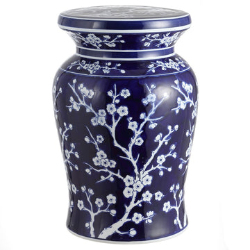 Cherry Blossom 17.75" Ceramic Garden Stool - JONATHAN Y